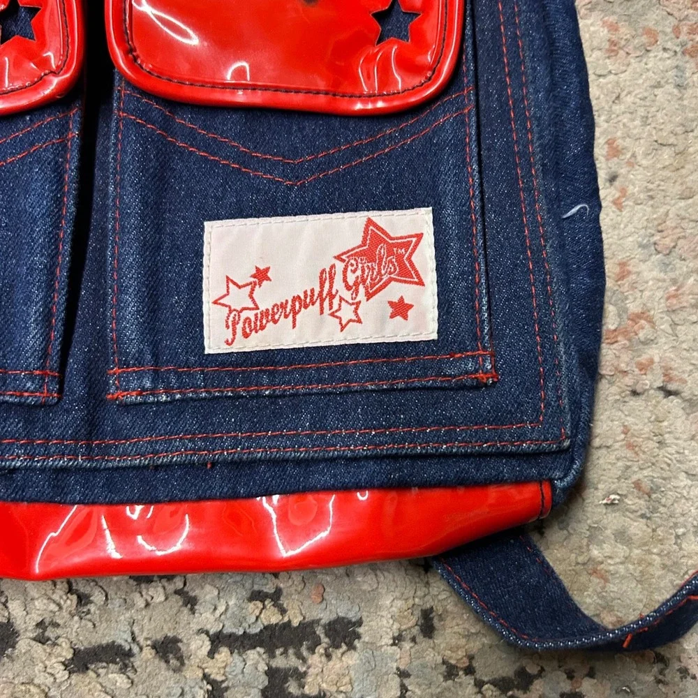 Powerpuff Girls Denim Backpack Girls OS Blue Red Vintage 2000 Cartoon Network